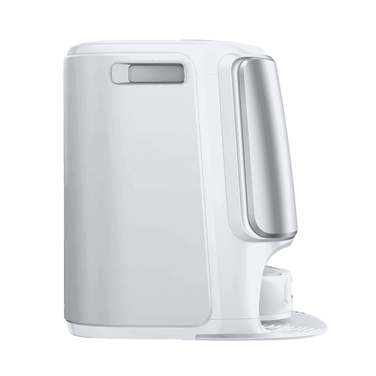 Sidovy av vit Narwal Freo Z 10 Ultra robotdammsugare med elegant dockningsstation för effektiv och automatisk städning.