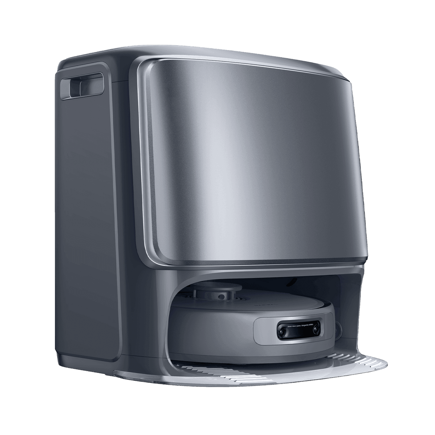 Smart robotdammsugare Narwal Freo Z 10 Ultra (grey) i stilren dockningsstation, idealisk för automatiserad städning i hemmet.