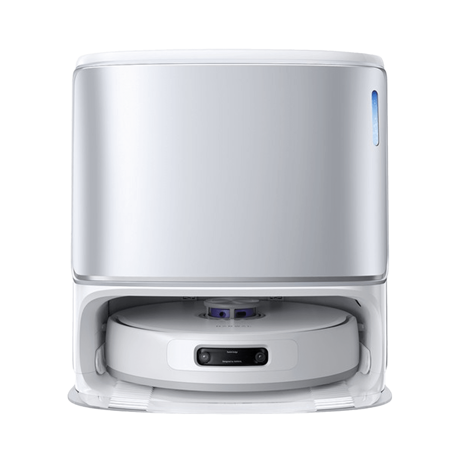 Narwal Freo Z 10 Ultra robotdammsugare i vit färg med dockningsstation, kombinerar stilren design och hög prestanda.