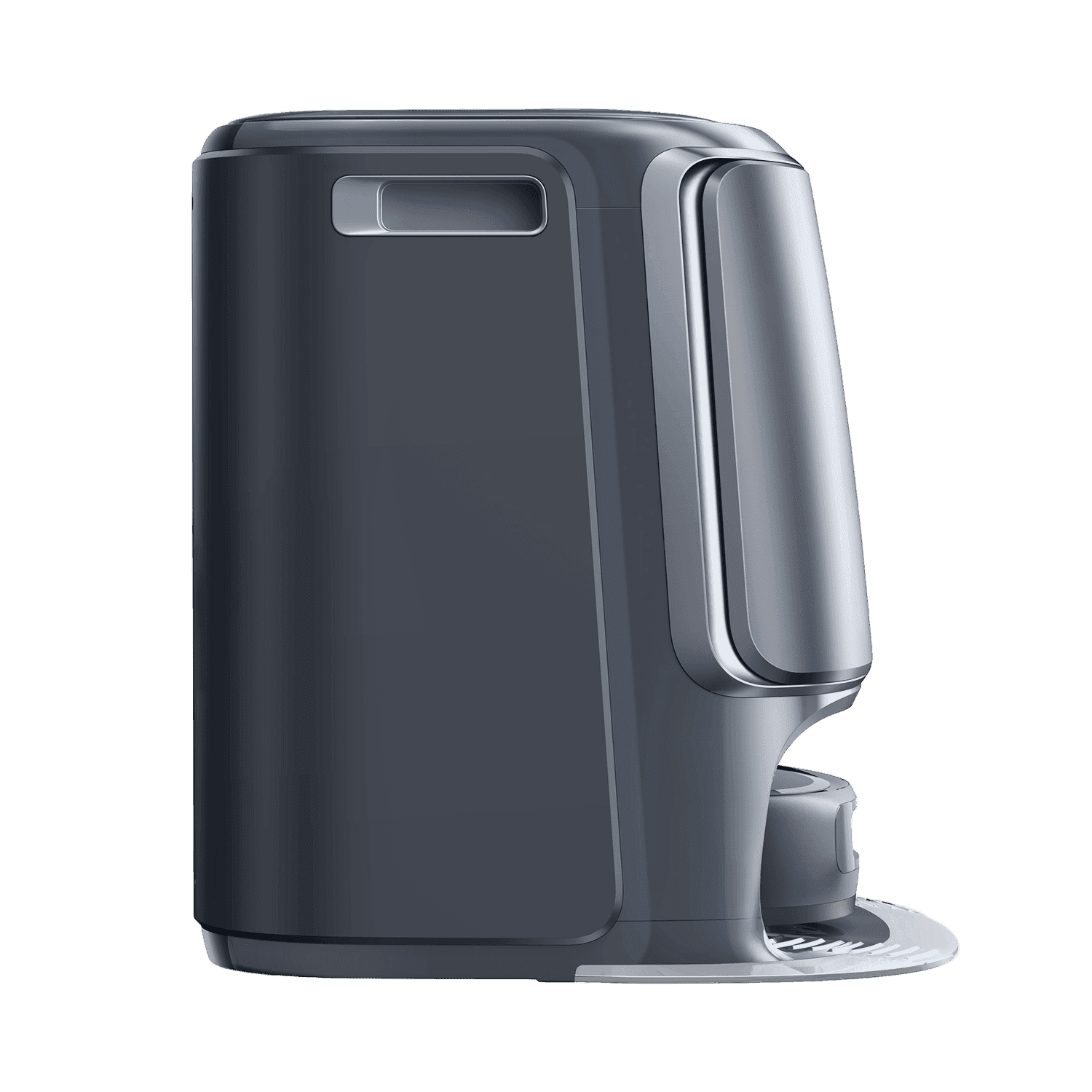 Narwal Freo Z 10 Ultra (grey) robotdammsugare sedd från vänster sida, visar kompakt design och bärhandtag.