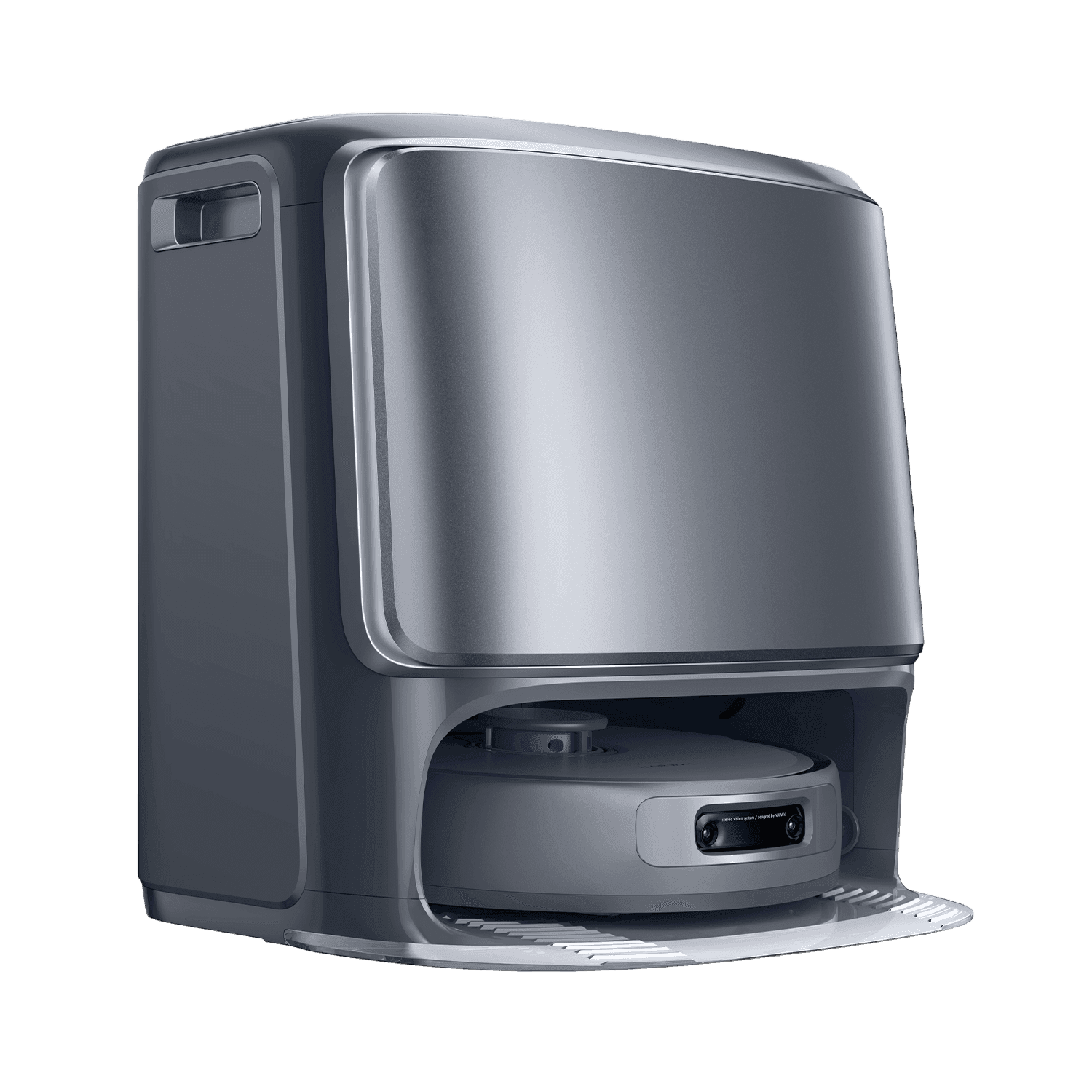Smart robotdammsugare Narwal Freo Z 10 Ultra (grey) i stilren dockningsstation, idealisk för automatiserad städning i hemmet.